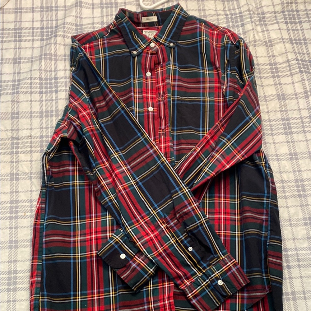 Men's Plaid Shirt - Red and Blue